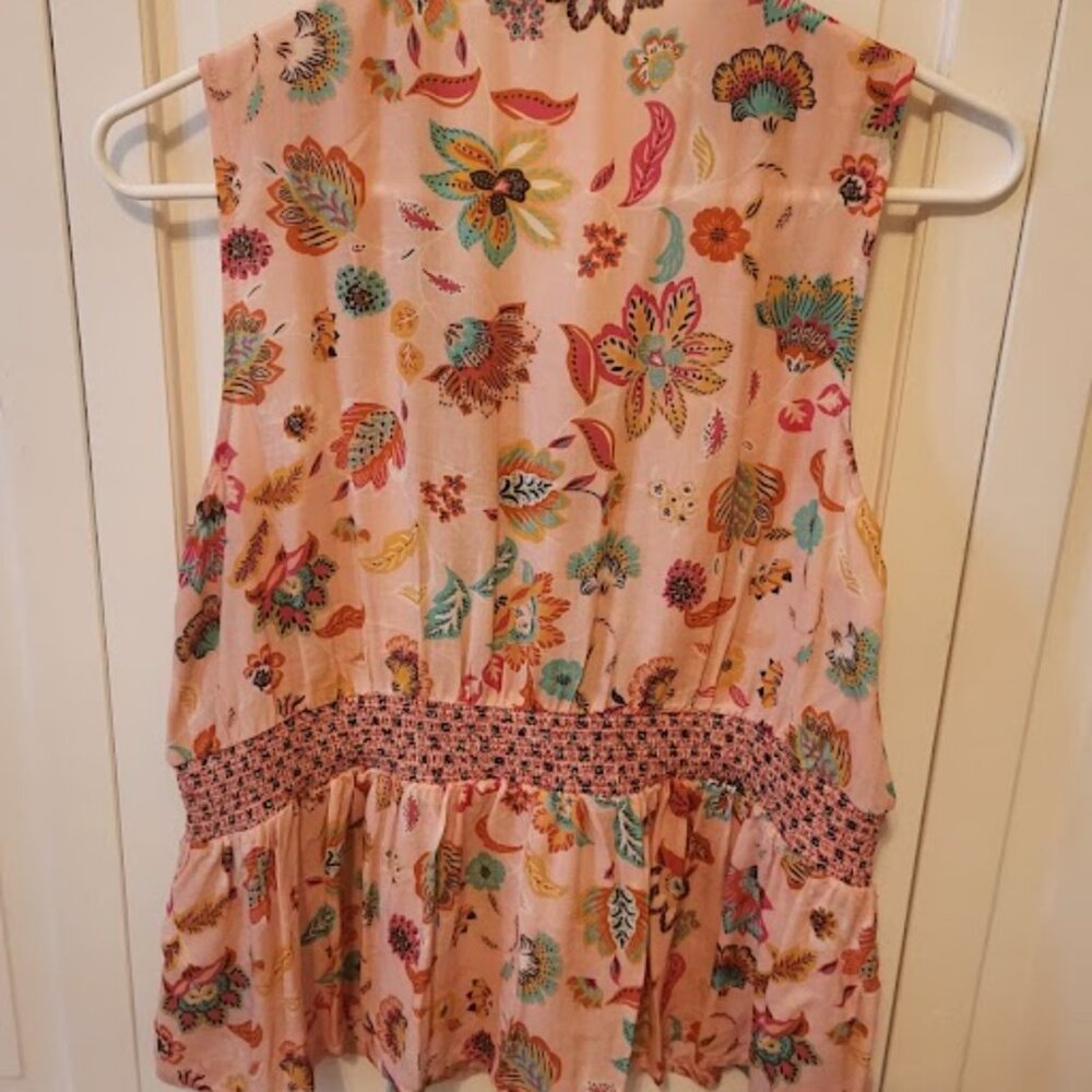 Liverpool Los Angeles Floral Beaded Peplum Top - Bohemian Chic! - Picture 2 of 5